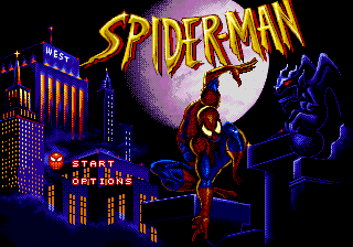 Spiderman title screen for Sega Genesis